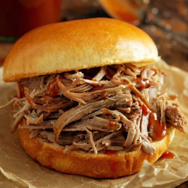 Pulled Pork Sandwich with Fries.