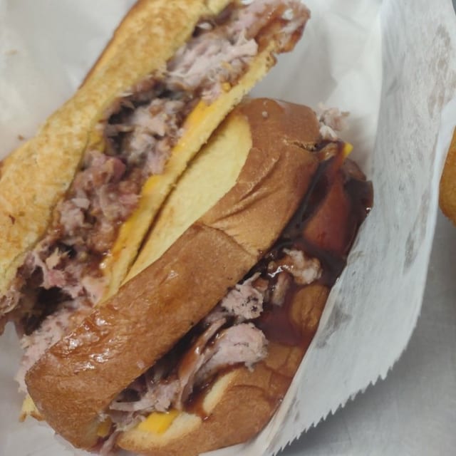 Pulled Pork Grilled Cheese with Fries.